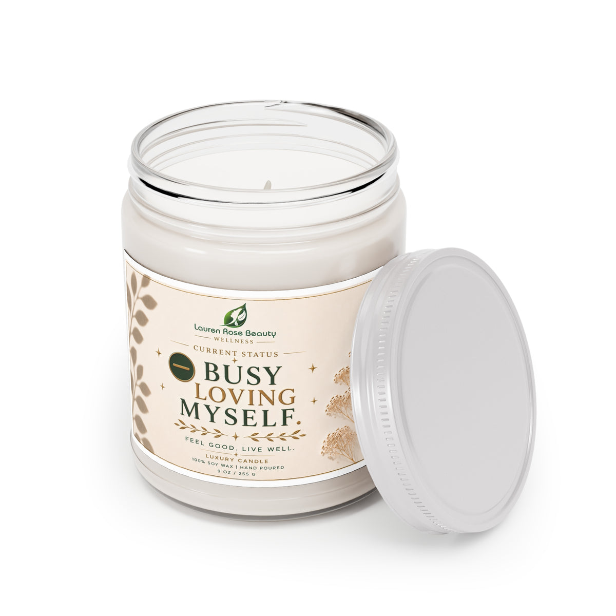 Self-Care Soy Candle 9oz — "Busy Loving Myself" Scented Jar