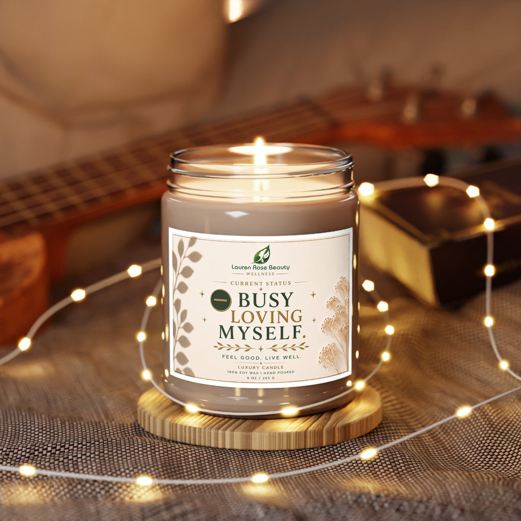 Self-Care Soy Candle 9oz — "Busy Loving Myself" Scented Jar