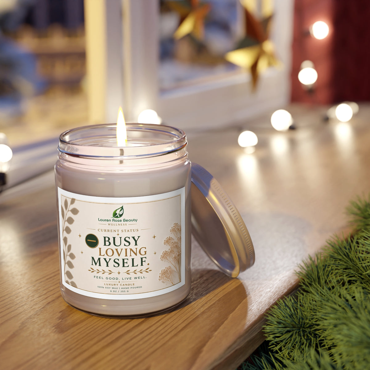 Self-Care Soy Candle 9oz — "Busy Loving Myself" Scented Jar