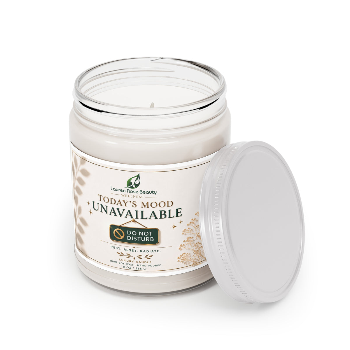 Do Not Disturb Soy Candle — “Today’s Mood: Unavailable” (9 oz)