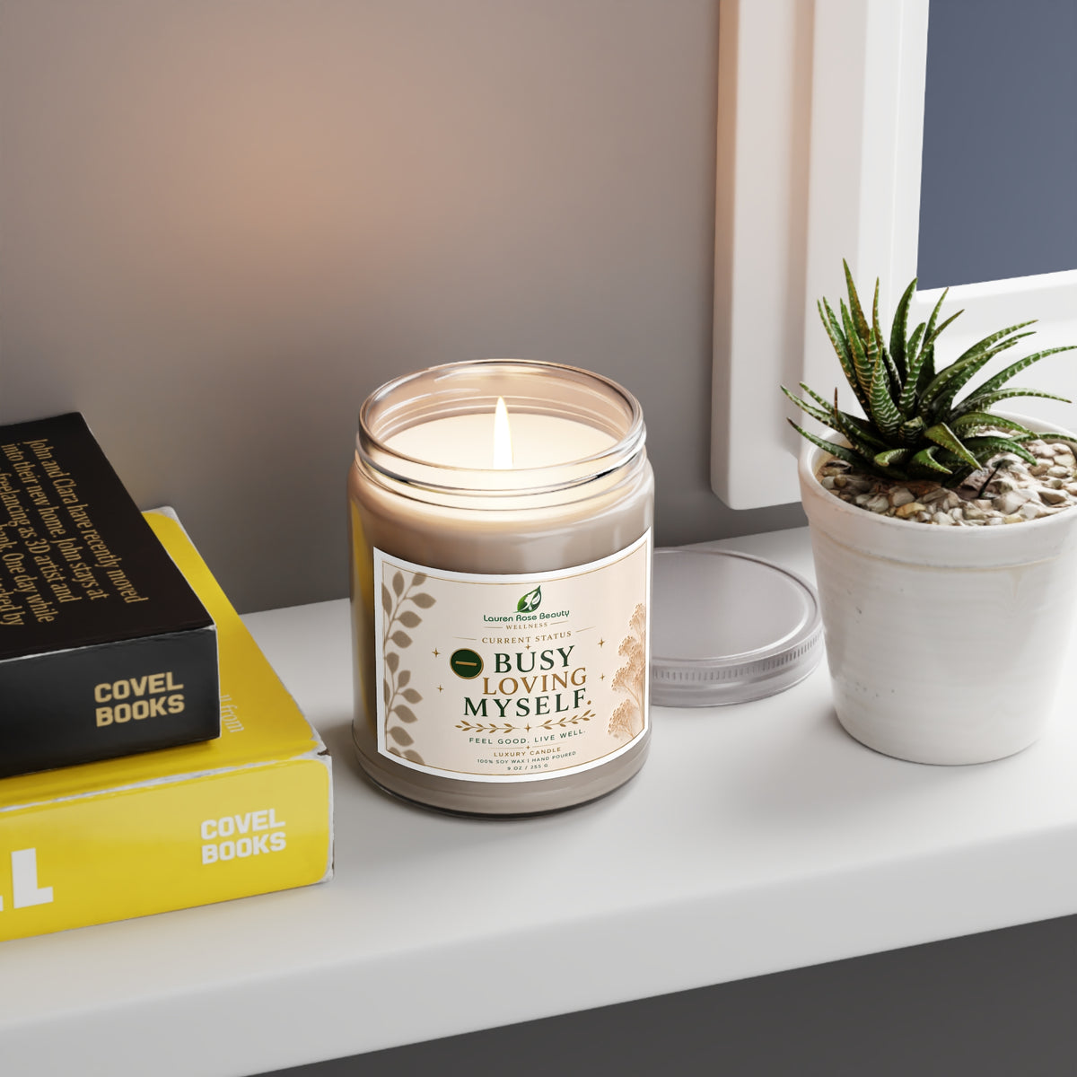 Self-Care Soy Candle 9oz — "Busy Loving Myself" Scented Jar