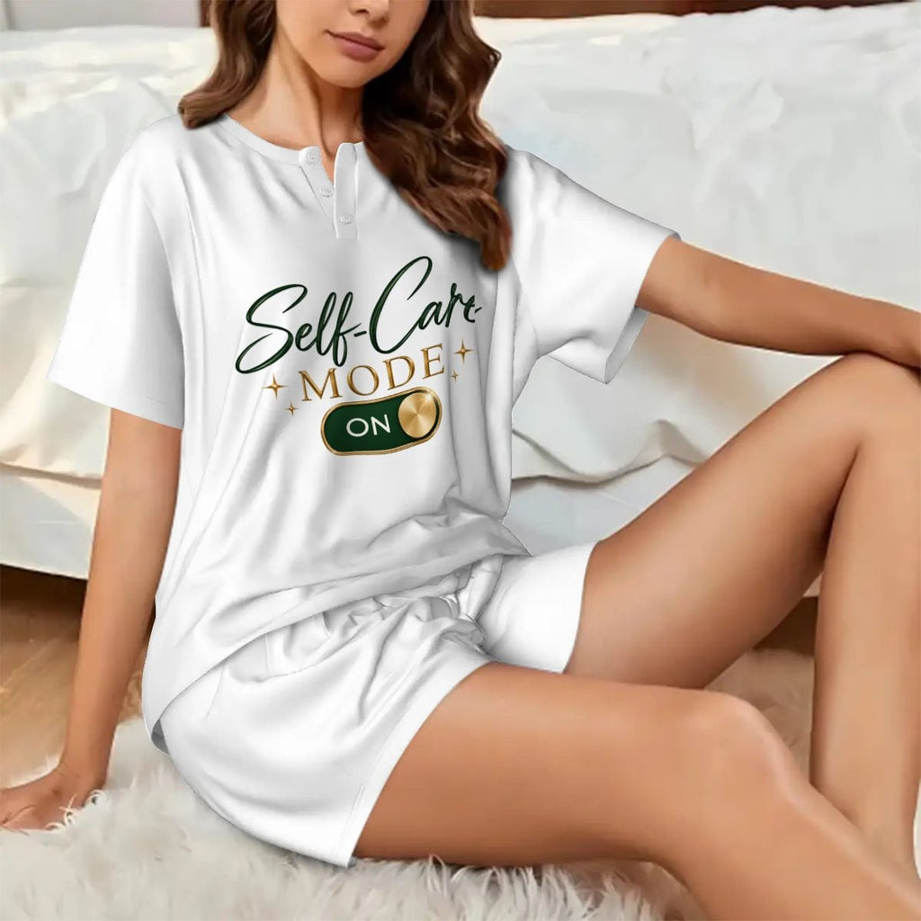 Pajama Sets for Women Crew Neck Short Sleeve Self Care Mode