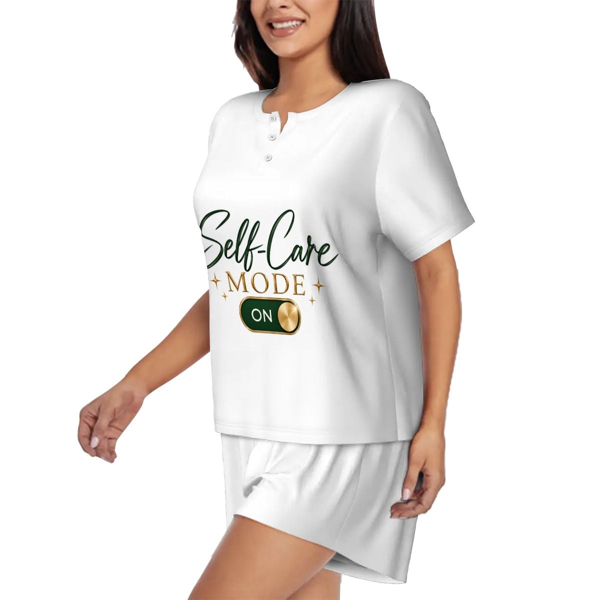 Pajama Sets for Women Crew Neck Short Sleeve Self Care Mode